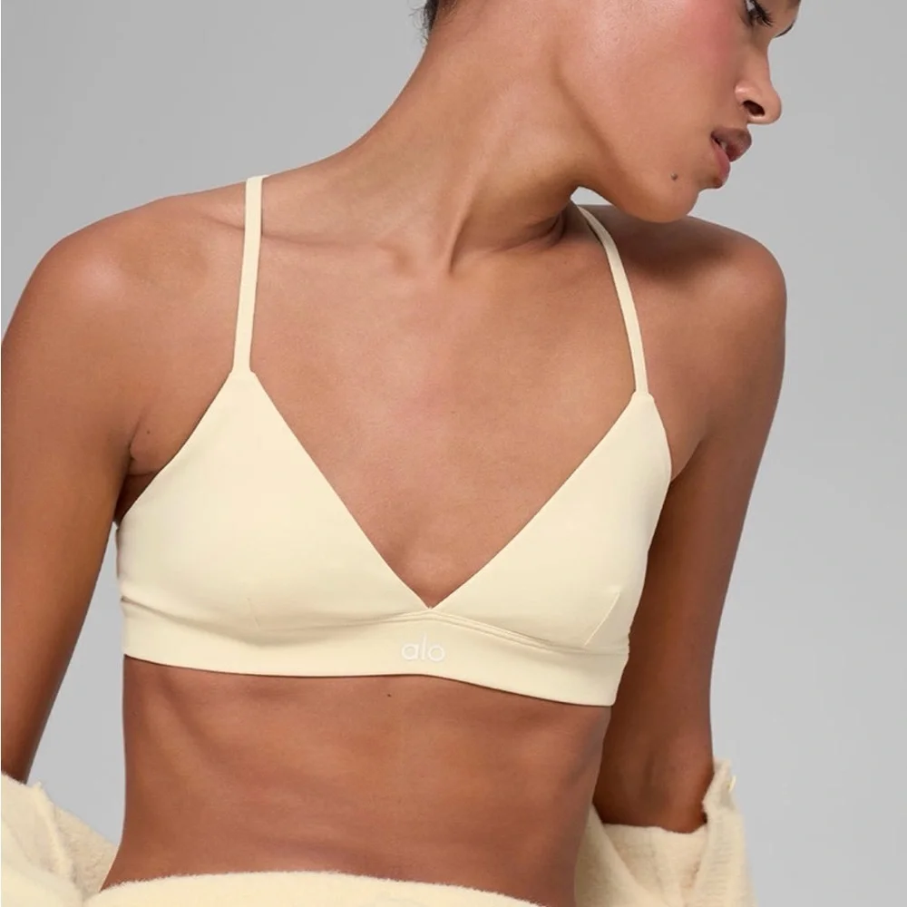 NWT ALO Yoga Splendor Bra - Candlelight Yellow/White M